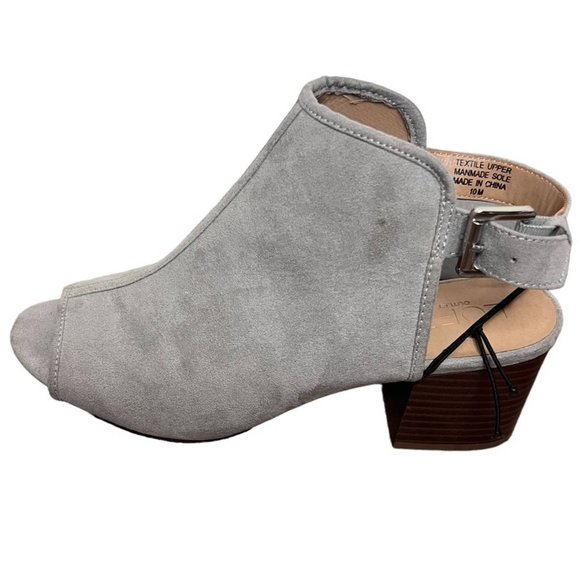 Loft Gray Faux Suede Peep Toe Boho Heel Sandals Size 10 - Picture 4 of 11